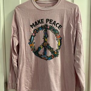 Kids Pink 'Make Peace' Long Sleeve Shirt